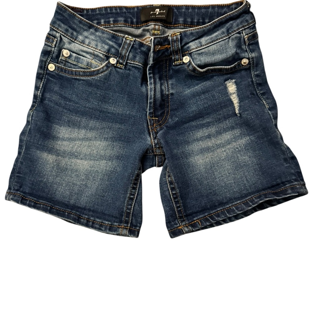 7 For All Mankind Distressed Blue Jean Shorts